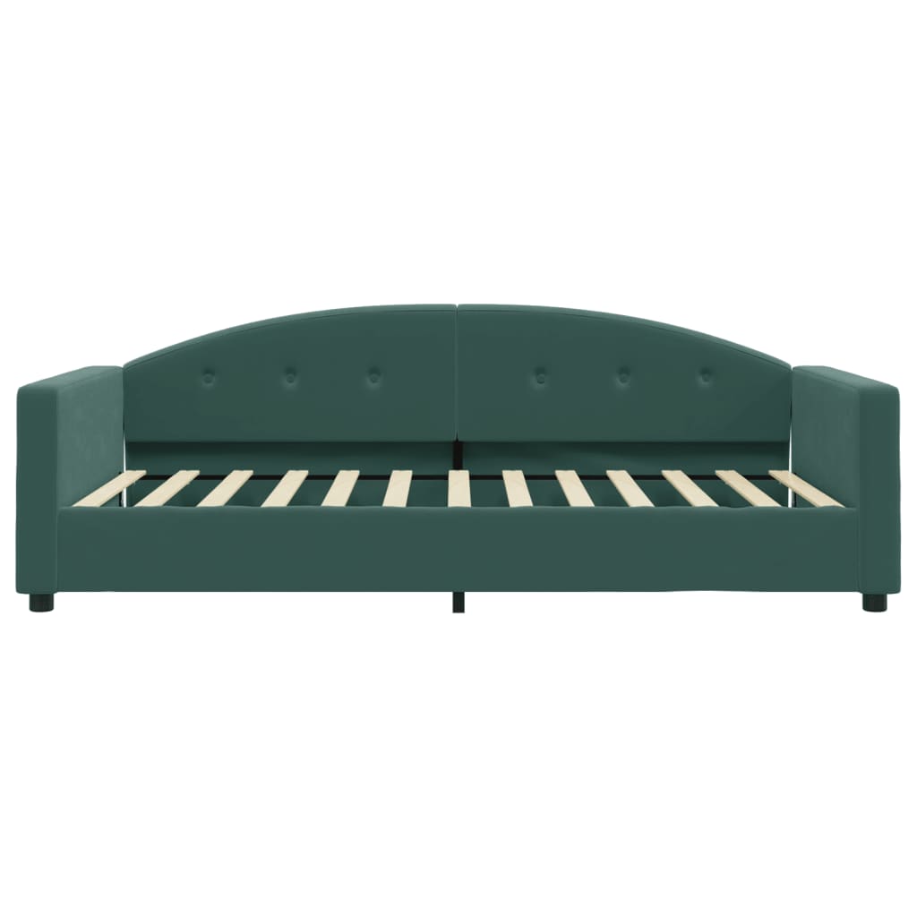 Slaapbank Fluweel 100 x 200 cm Donkergroen met matras