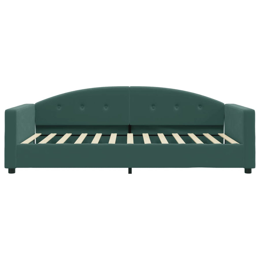 Slaapbank Fluweel 100 x 200 cm Donkergroen met matras