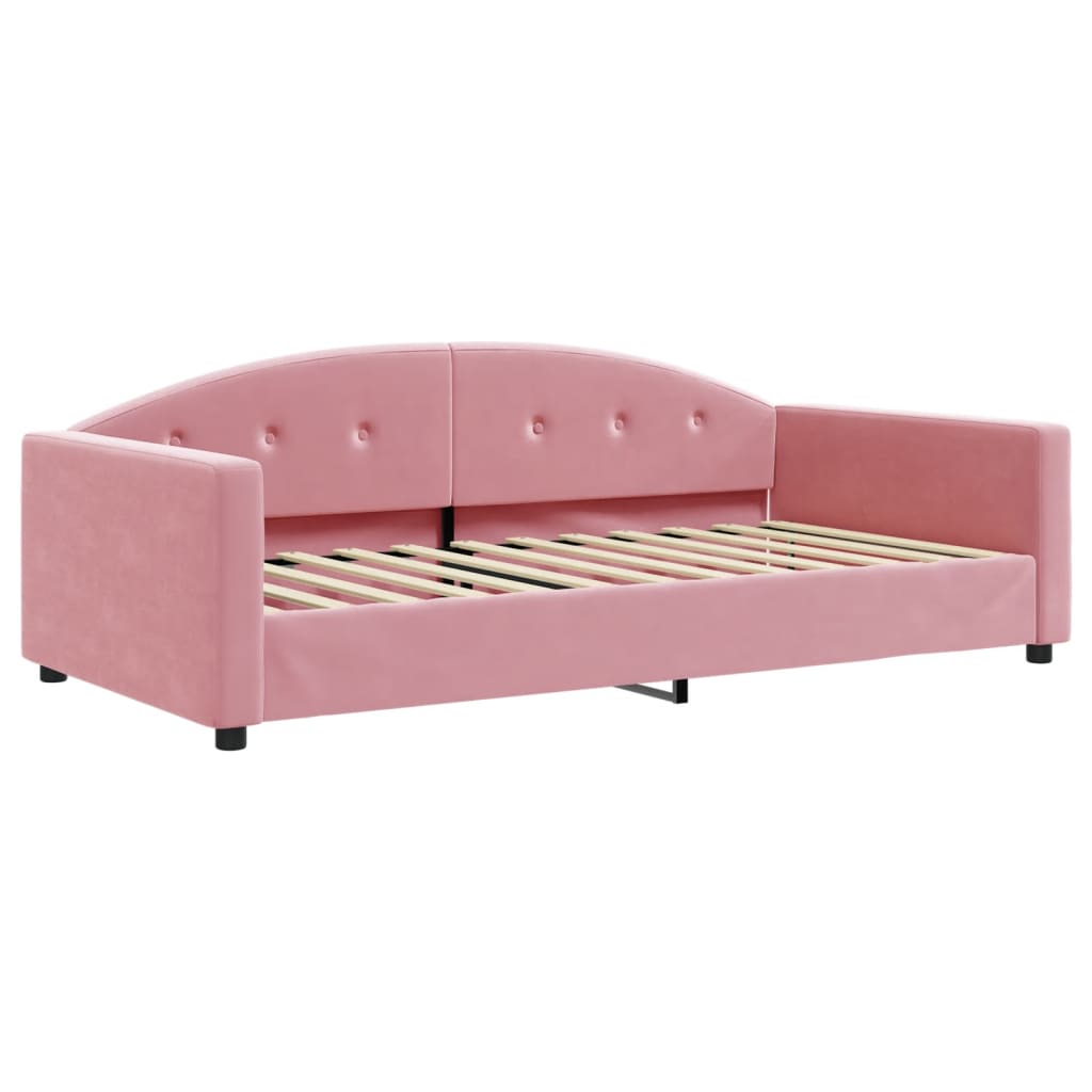 Slaapbank met matras 100x200 cm fluweel roze 100 x 200 cm Roze met matras