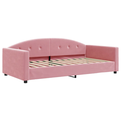 Slaapbank met matras 100x200 cm fluweel roze 100 x 200 cm Roze met matras