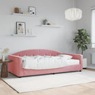 Slaapbank met matras 100x200 cm fluweel roze 100 x 200 cm Roze met matras