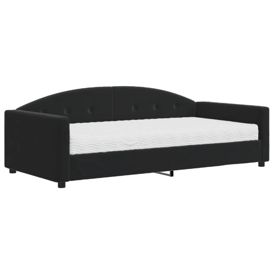 Slaapbank Fluweel 100 x 200 cm Zwart met matras