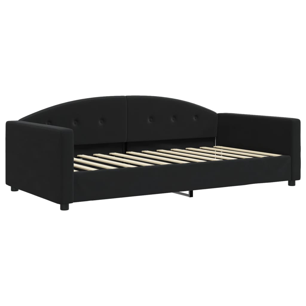 Slaapbank Fluweel 100 x 200 cm Zwart met matras