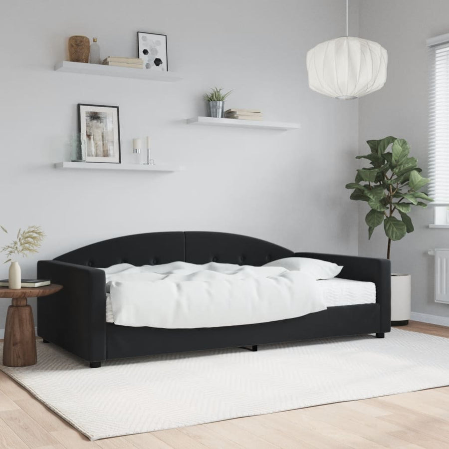 Slaapbank Fluweel 100 x 200 cm Zwart met matras
