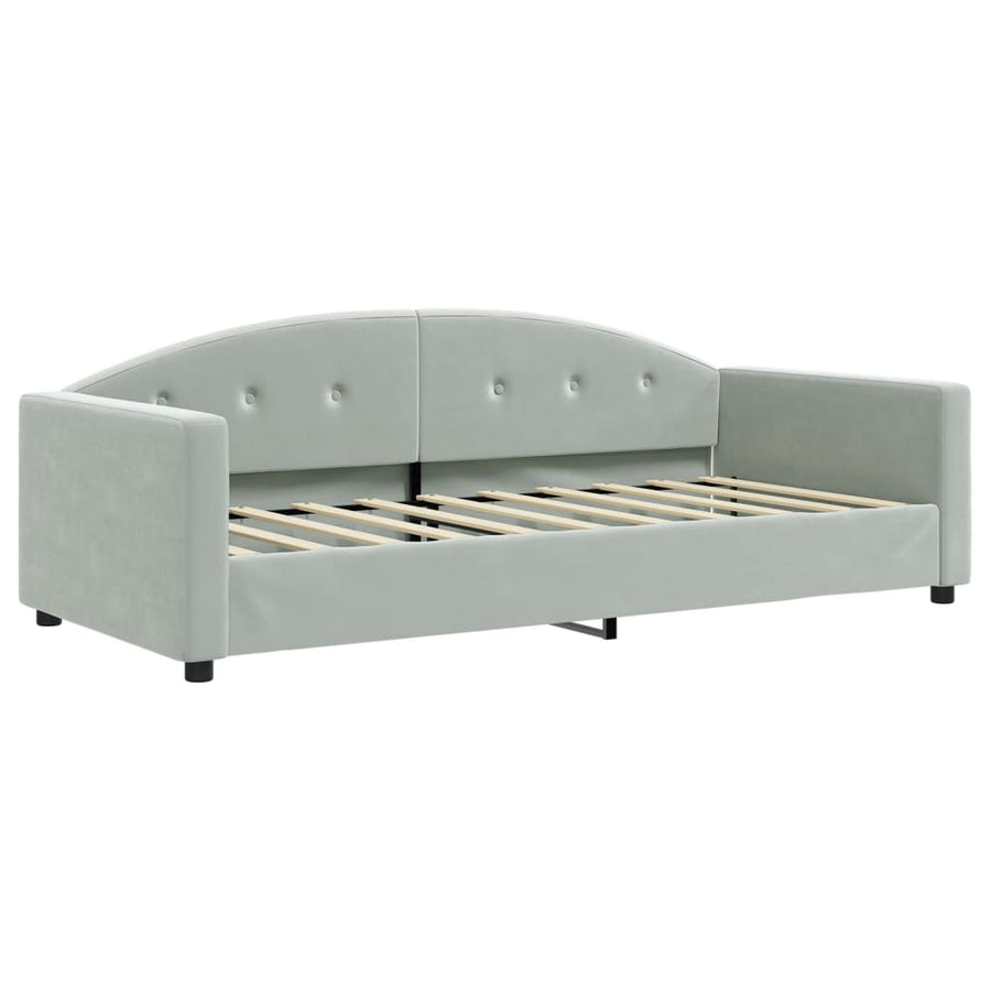 Slaapbank Fluweel 90 x 190 cm Lichtgrijs met matras