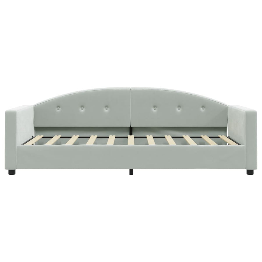Slaapbank Fluweel 90 x 190 cm Lichtgrijs met matras