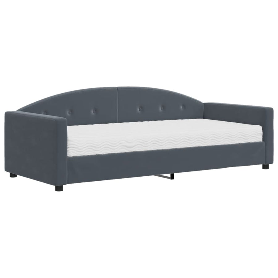 Slaapbank Fluweel Donkergrijs 90 x 190 cm met matras