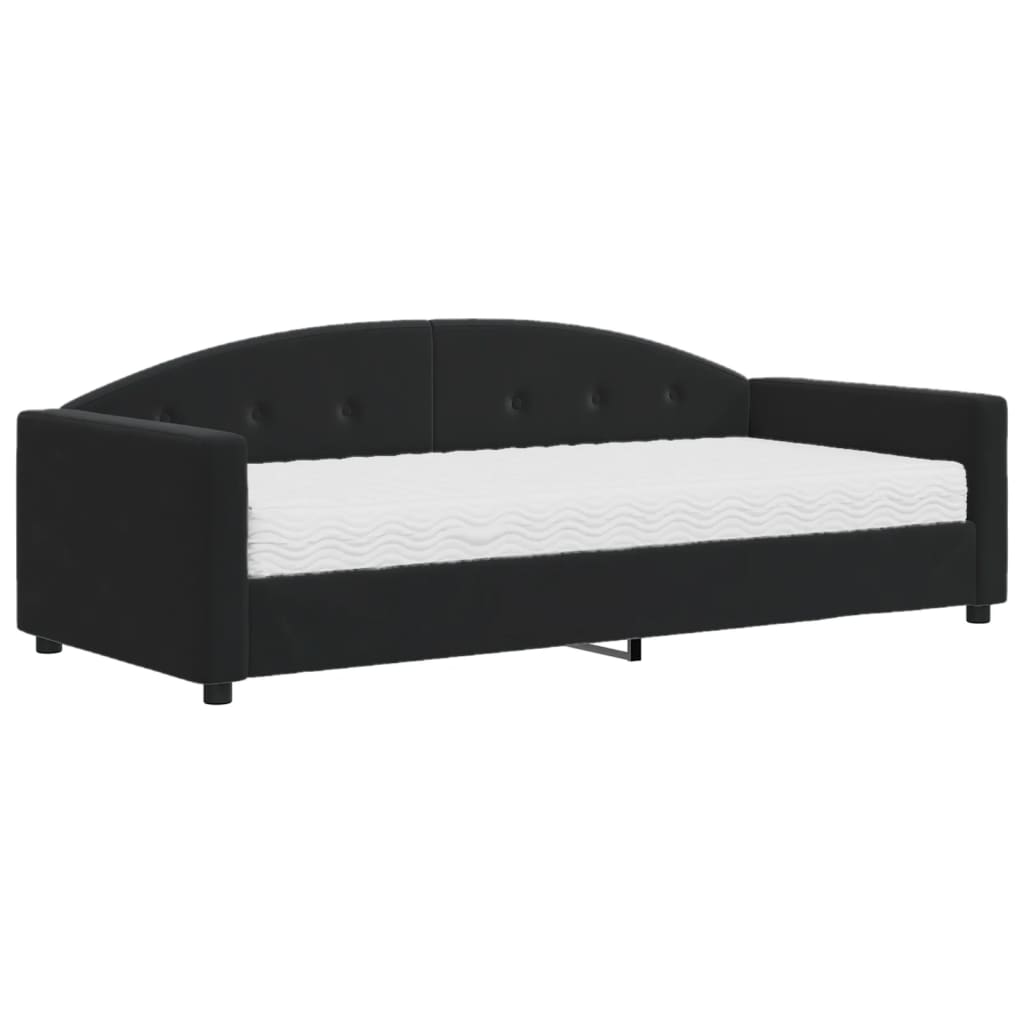Slaapbank met matras 90x190 cm fluweel zwart