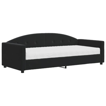 Slaapbank met matras 90x190 cm fluweel zwart