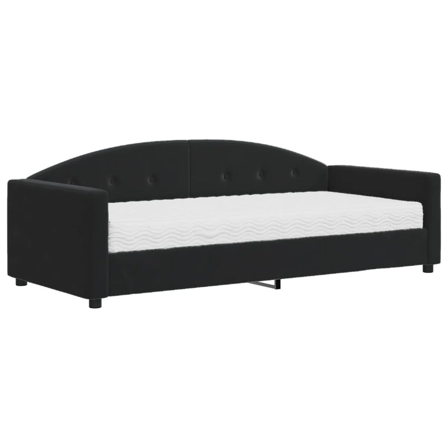 Slaapbank met matras 90x190 cm fluweel zwart