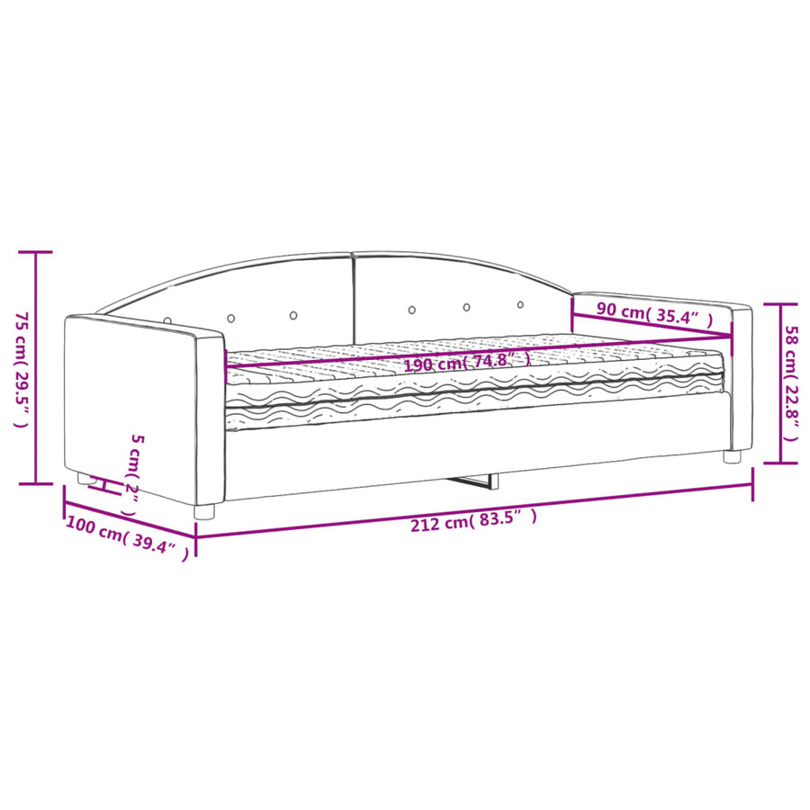 Slaapbank met matras 90x190 cm fluweel zwart