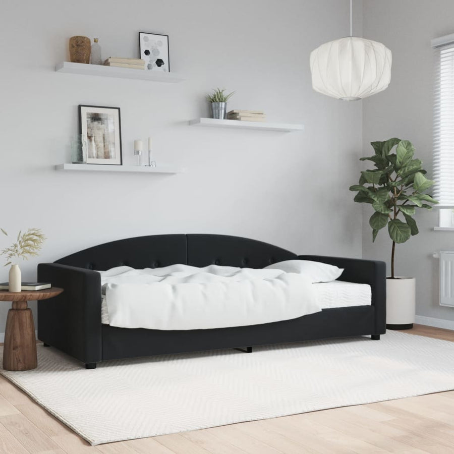 Slaapbank met matras 90x190 cm fluweel zwart