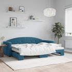 Slaapbank Fluweel 80 x 200 cm Blauw met onderschuifbed