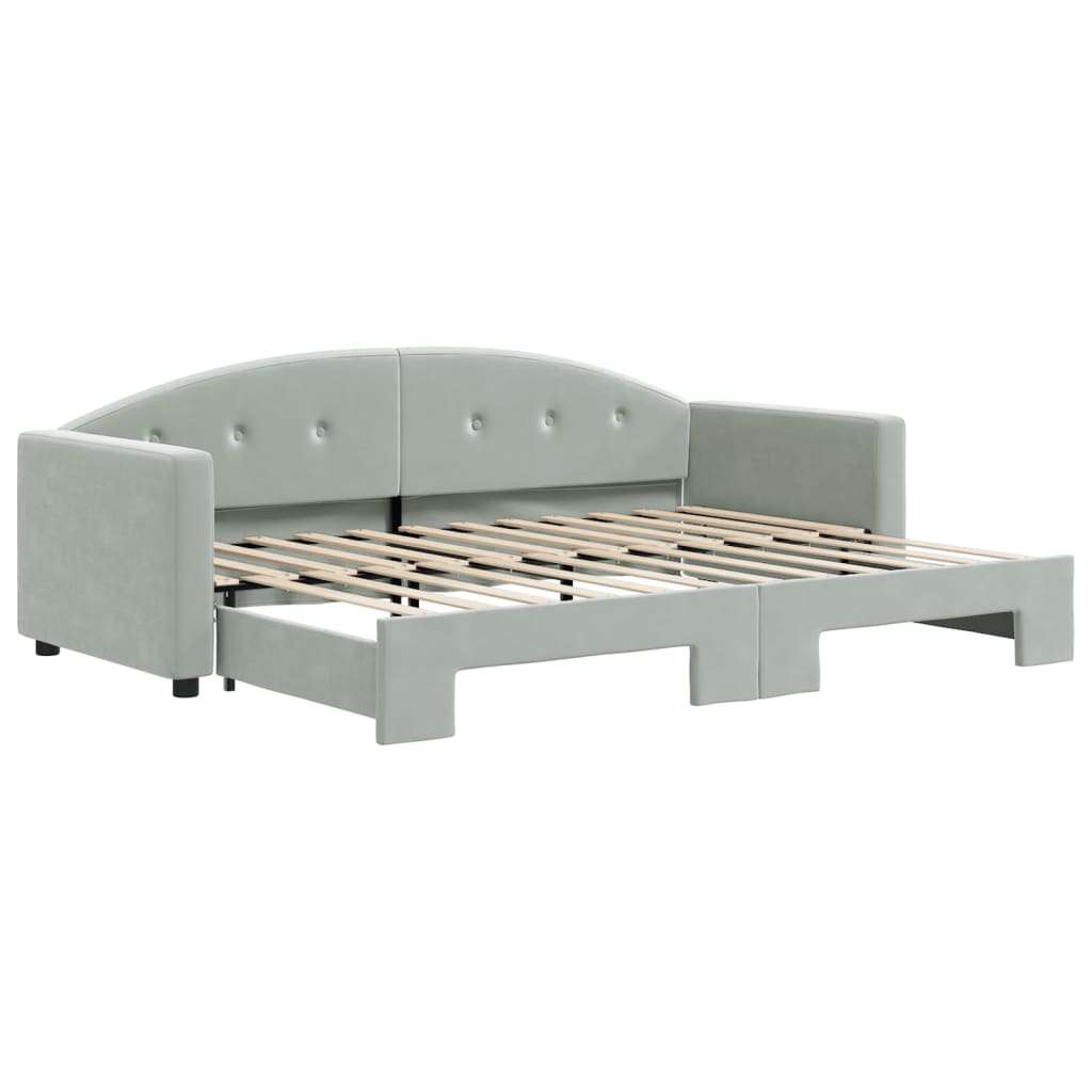 Slaapbank Fluweel 80 x 200 cm Lichtgrijs met onderschuifbed