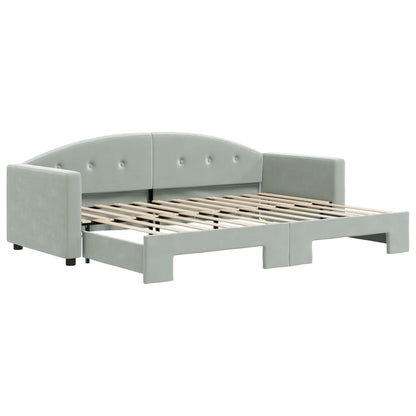 Slaapbank Fluweel 80 x 200 cm Lichtgrijs met onderschuifbed
