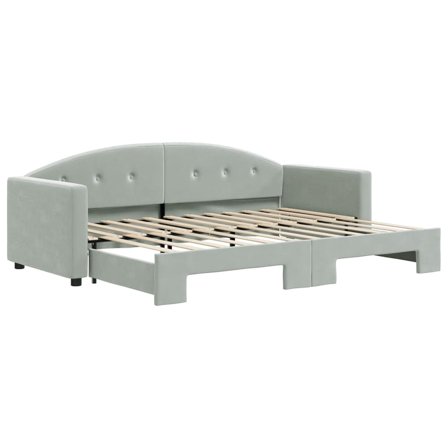 Slaapbank Fluweel 80 x 200 cm Lichtgrijs met onderschuifbed