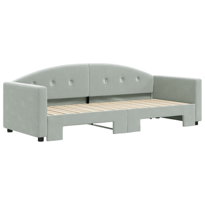 Slaapbank Fluweel 80 x 200 cm Lichtgrijs met onderschuifbed