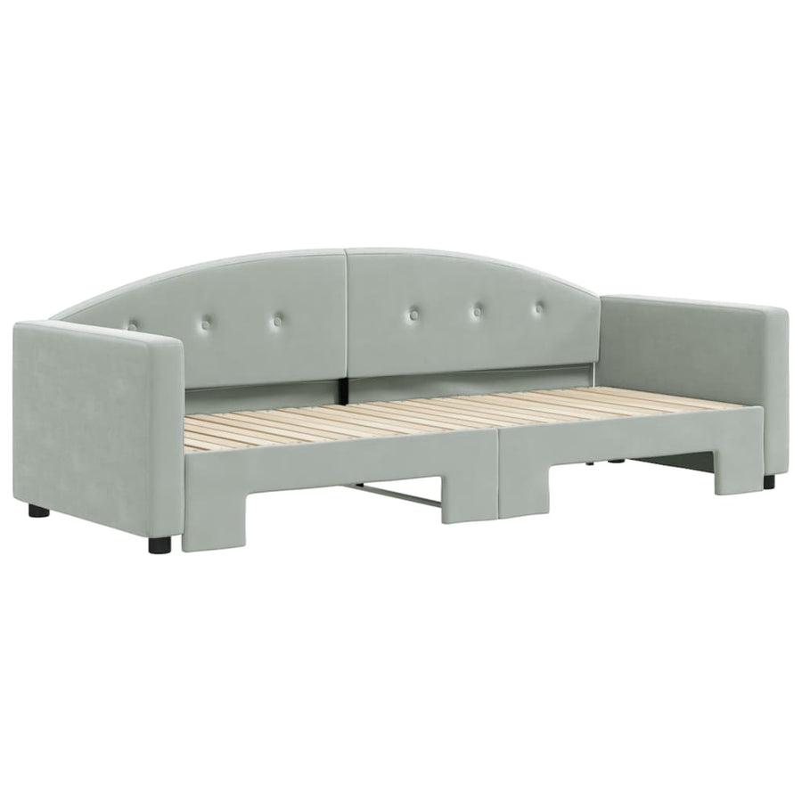 Slaapbank Fluweel 80 x 200 cm Lichtgrijs met onderschuifbed