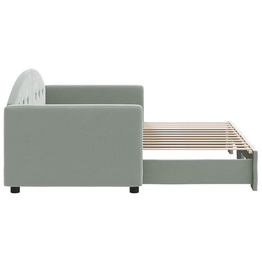 Slaapbank Fluweel 80 x 200 cm Lichtgrijs met onderschuifbed