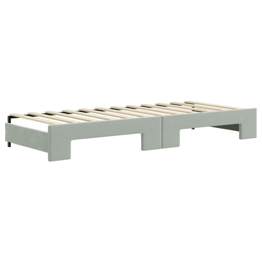 Slaapbank Fluweel 80 x 200 cm Lichtgrijs met onderschuifbed