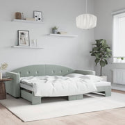 Slaapbank met onderschuifbed 80x200 cm lichtgrijs fluweel