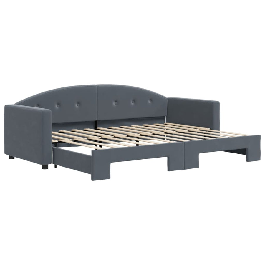 Slaapbank met onderschuifbed 80x200 cm fluweel donkergrijs