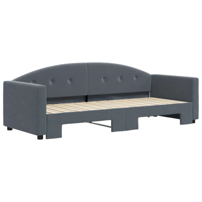 Slaapbank met onderschuifbed 80x200 cm fluweel donkergrijs