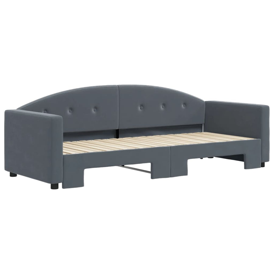Slaapbank met onderschuifbed 80x200 cm fluweel donkergrijs