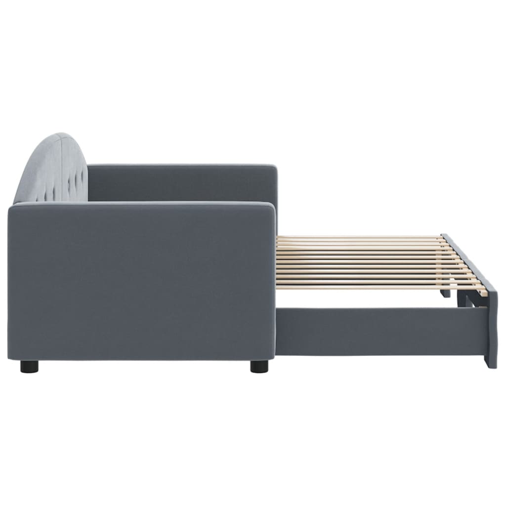 Slaapbank met onderschuifbed 80x200 cm fluweel donkergrijs