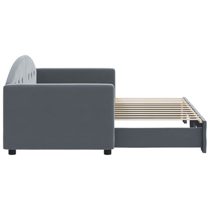Slaapbank met onderschuifbed 80x200 cm fluweel donkergrijs
