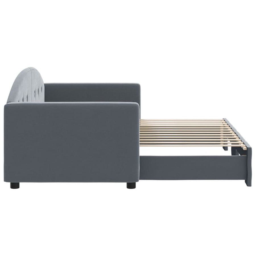 Slaapbank met onderschuifbed 80x200 cm fluweel donkergrijs