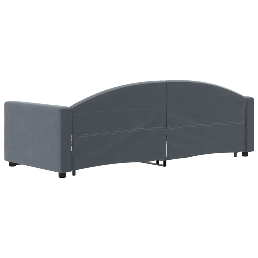 Slaapbank met onderschuifbed 80x200 cm fluweel donkergrijs
