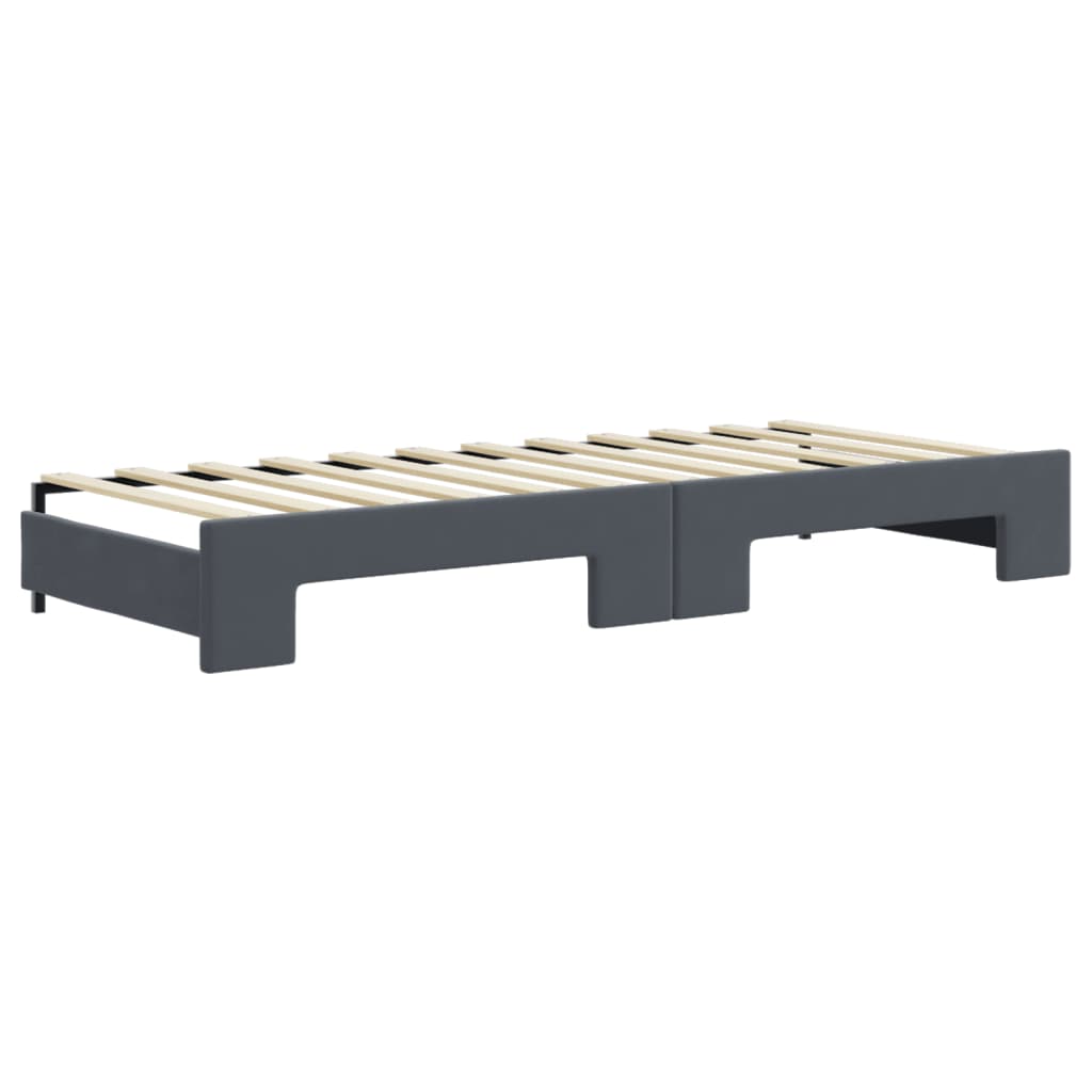 Slaapbank met onderschuifbed 80x200 cm fluweel donkergrijs