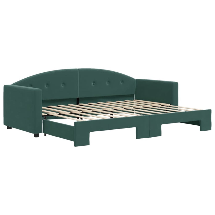 Slaapbank Fluweel 80 x 200 cm Donkergroen met onderschuifbed