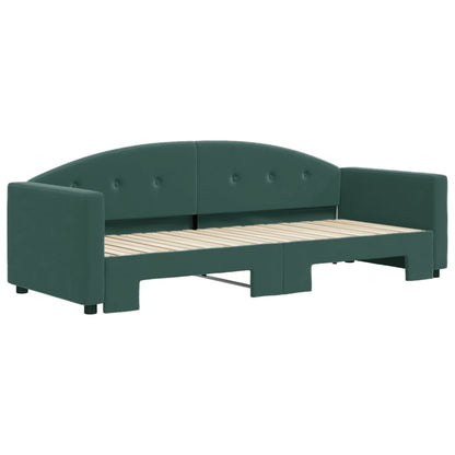Slaapbank Fluweel 80 x 200 cm Donkergroen met onderschuifbed