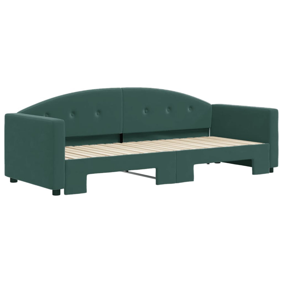 Slaapbank Fluweel 80 x 200 cm Donkergroen met onderschuifbed