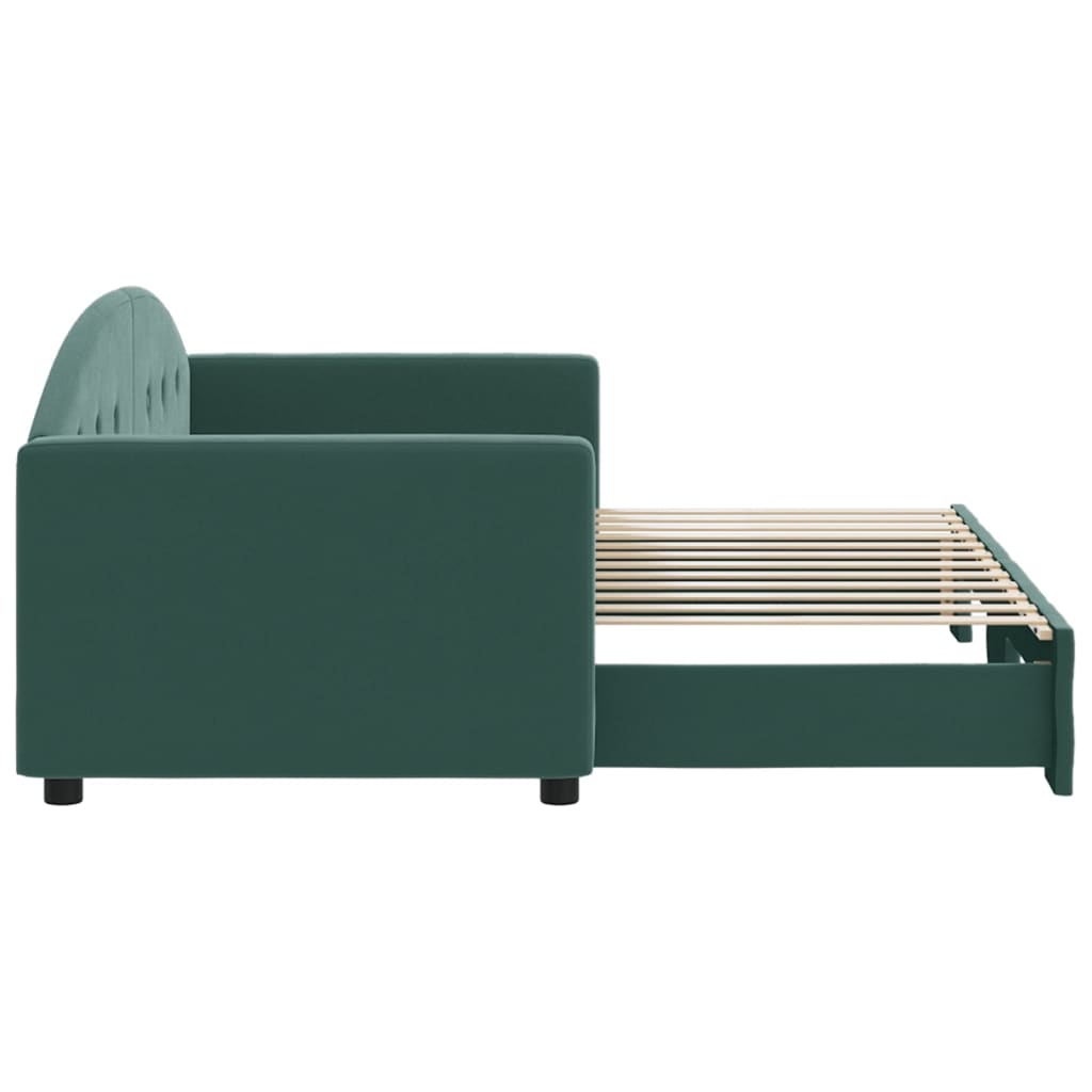 Slaapbank Fluweel 80 x 200 cm Donkergroen met onderschuifbed