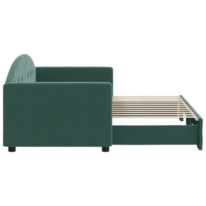 Slaapbank Fluweel 80 x 200 cm Donkergroen met onderschuifbed