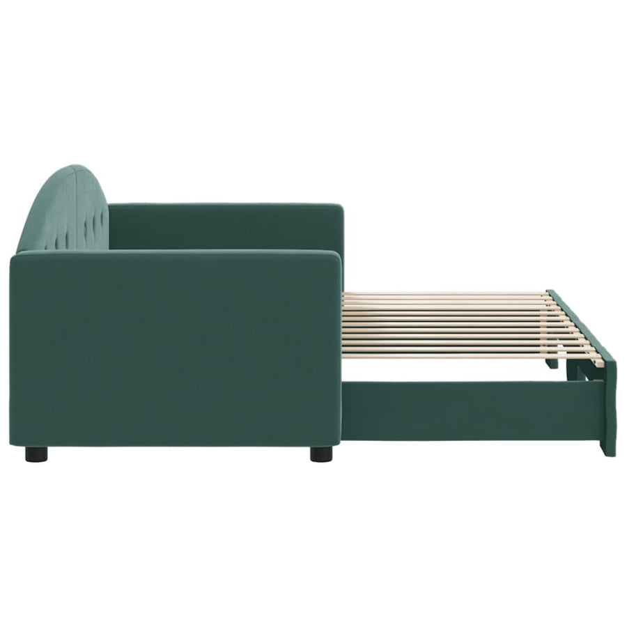 Slaapbank Fluweel 80 x 200 cm Donkergroen met onderschuifbed