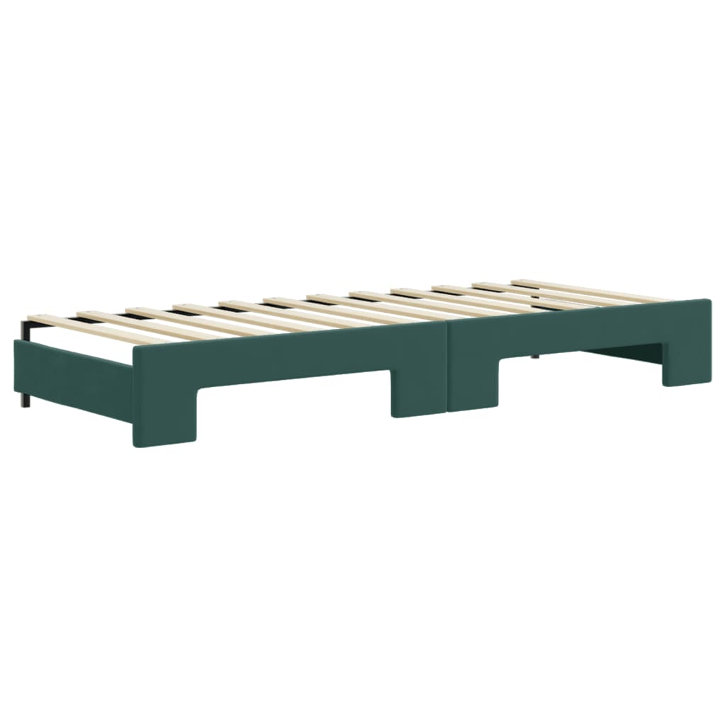 Slaapbank Fluweel 80 x 200 cm Donkergroen met onderschuifbed