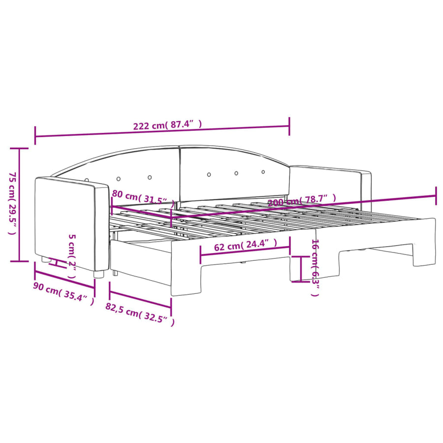 Slaapbank Fluweel 80 x 200 cm Donkergroen met onderschuifbed