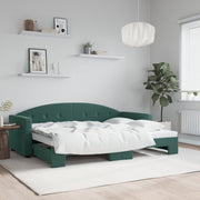 Slaapbank met onderschuifbed 80x200 cm donkergroen fluweel