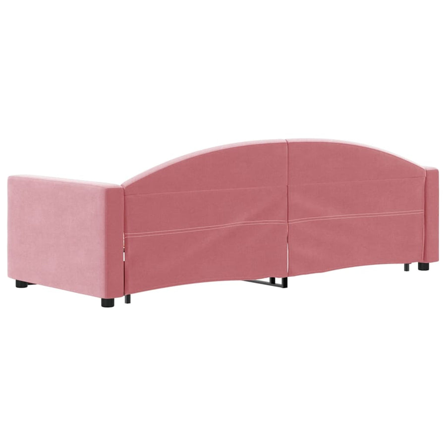 Slaapbank met onderschuifbed 80x200 cm fluweel roze