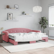 Slaapbank met onderschuifbed 80x200 cm roze fluweel