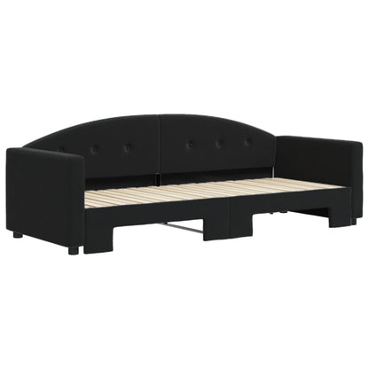 Slaapbank Fluweel 80 x 200 cm Zwart met onderschuifbed