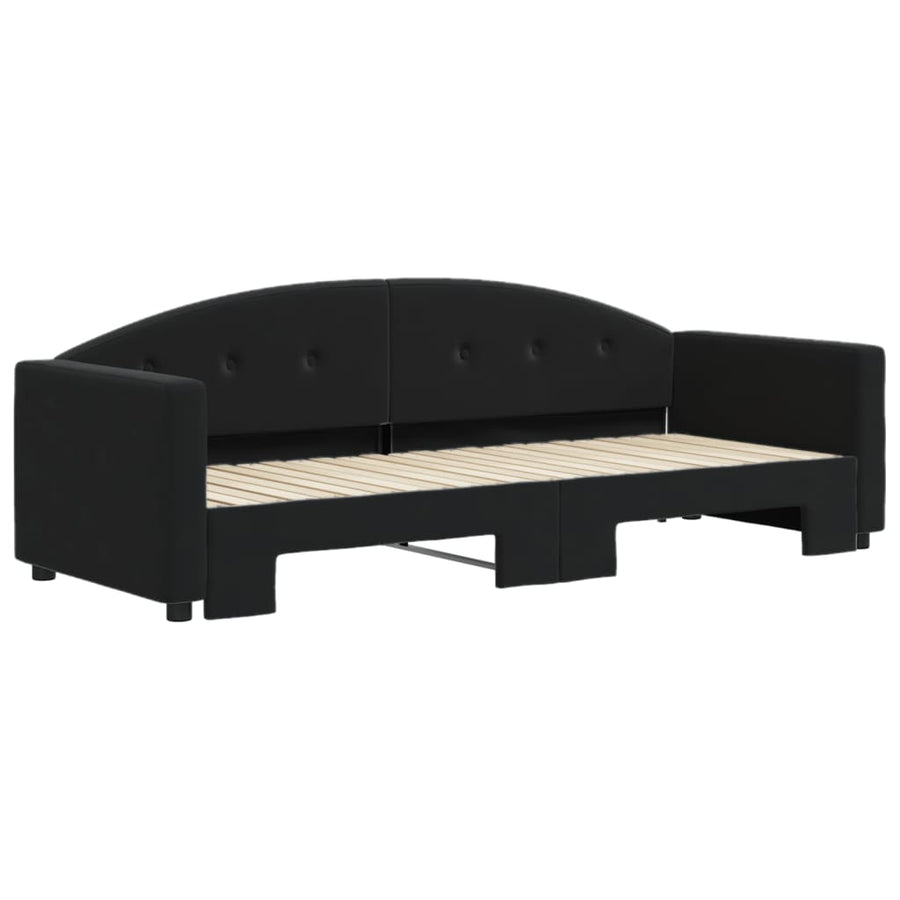 Slaapbank Fluweel 80 x 200 cm Zwart met onderschuifbed