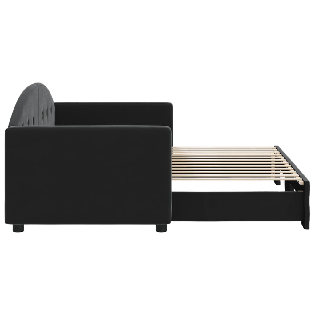 Slaapbank Fluweel 80 x 200 cm Zwart met onderschuifbed