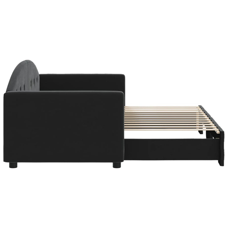 Slaapbank Fluweel 80 x 200 cm Zwart met onderschuifbed