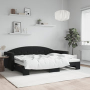 Slaapbank met onderschuifbed 80x200 cm fluweel zwart