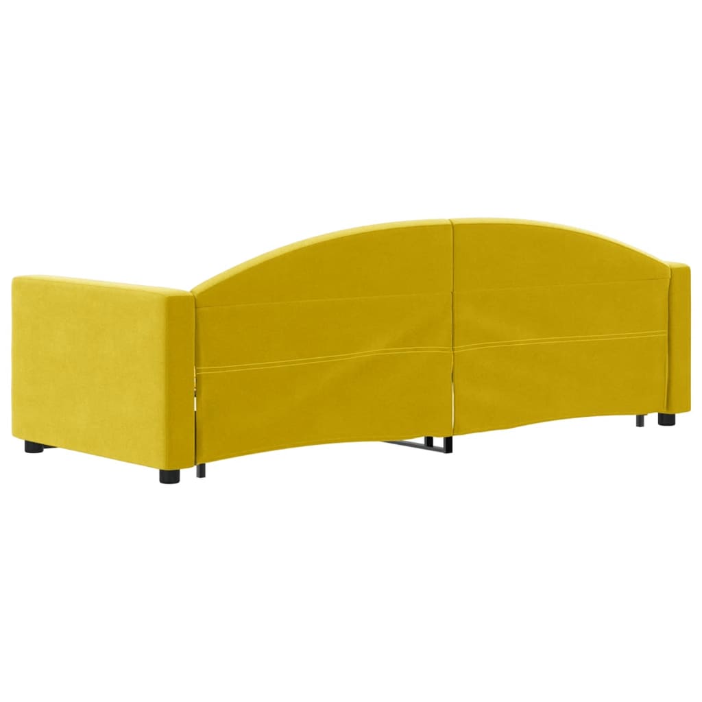 Slaapbank Fluweel 80 x 200 cm Geel met onderschuifbed